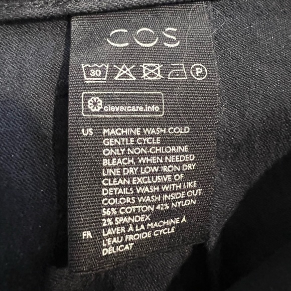 COS Button Fly Chino Pants Trousers High Rise Stretch Cotton Black Size 6 EUC - Picture 10 of 11